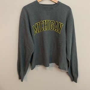 Michigan raw hem sweatshirt